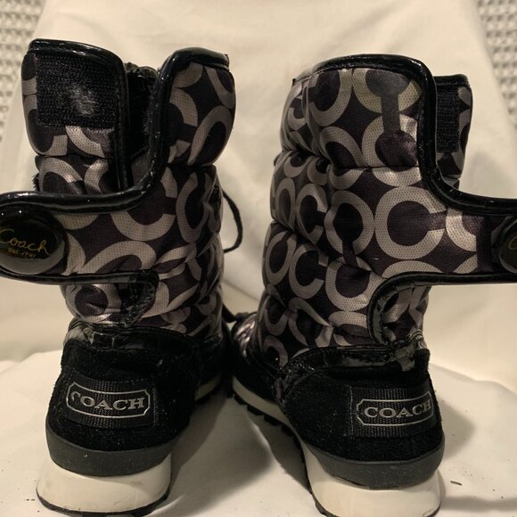 Coach Black & Gray Suede & Fabric High Top Snow Boots - Picture 9 of 14